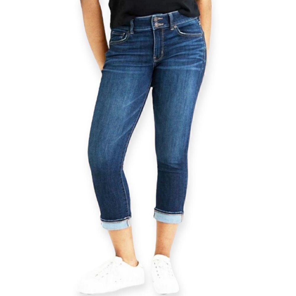American Eagle Low Rise Artist Cropped Jeans (Dark Wash) - 0